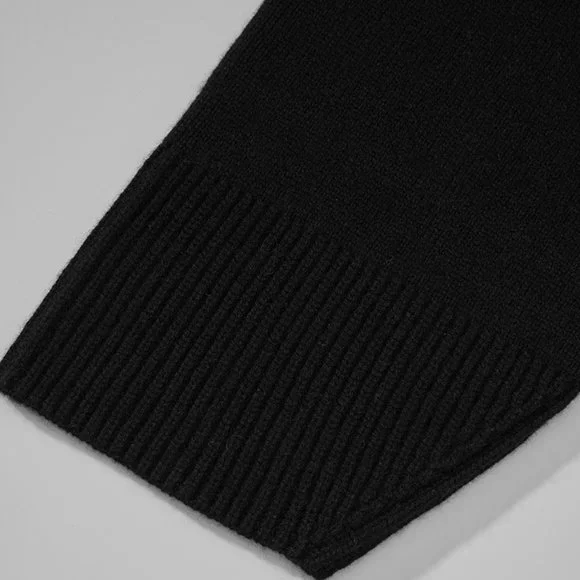 CHICJOC Scarlet Style Cashmere Cardigan Deep V-neck black size 38 - Picture 7 of 15